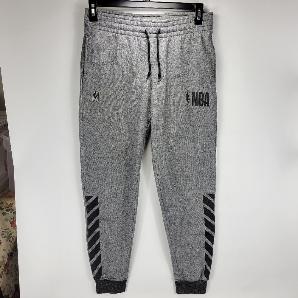 NBA Authentic Basketball Athletic Sweatpants Fleece Joggers Mens Medium M Gray